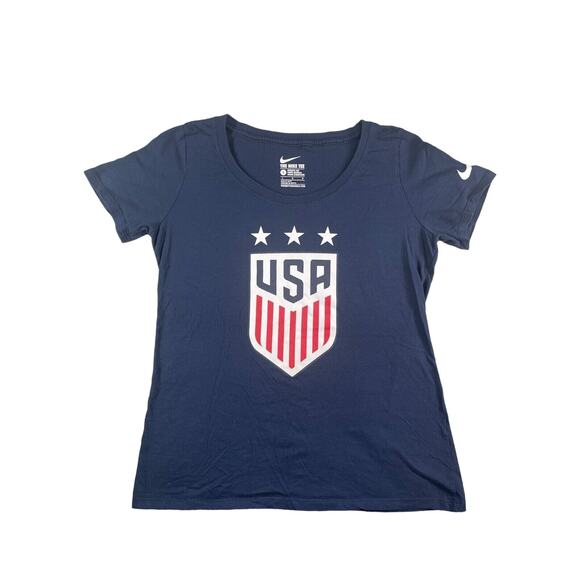 Nike Team USA Shirt Womens Large Tee Blue Athletic Cut Lightweight Round Neck - Picture 1 of 11